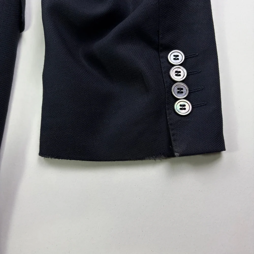 Canali Saks Sport Coat Mens 46R Navy Blue Wool 3-Button Blazer Italy FLAWS